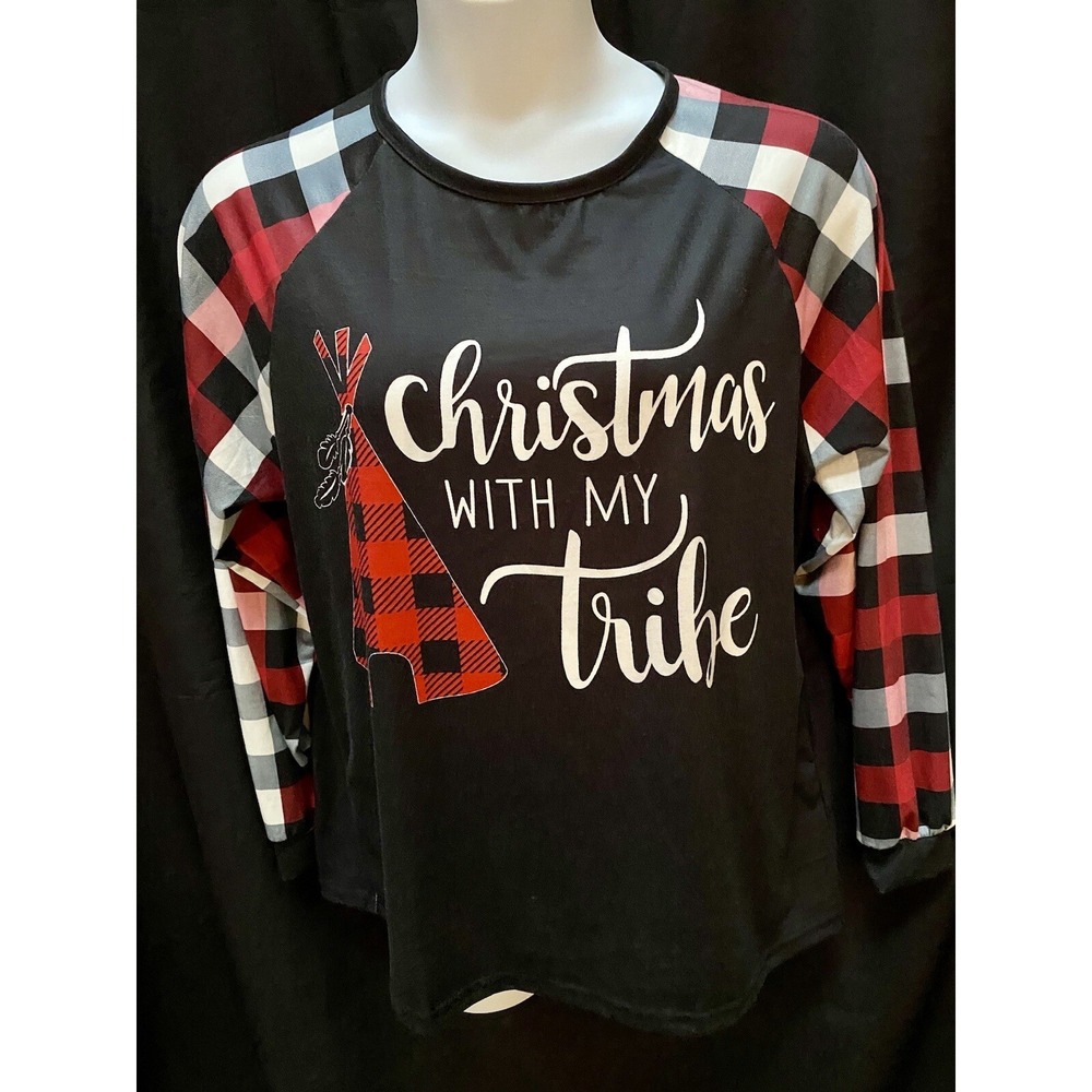 Christmas With My Tribe Pajamas Womens 2XL Chicmatchy Pants Shirt Holiday PJ Set